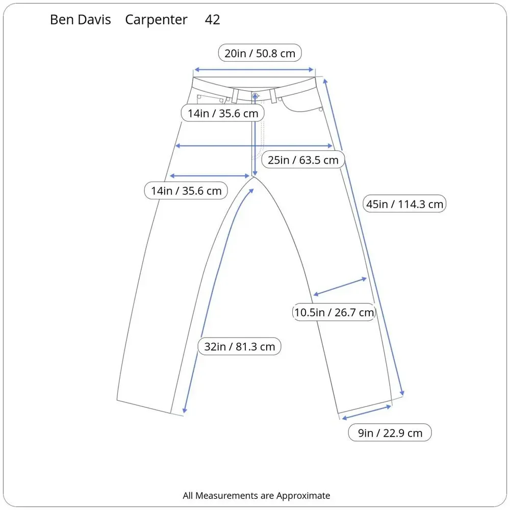 Ben Davis Men's Carpenter Black Pants Jeans Size 42 Baggy Faded Distressed